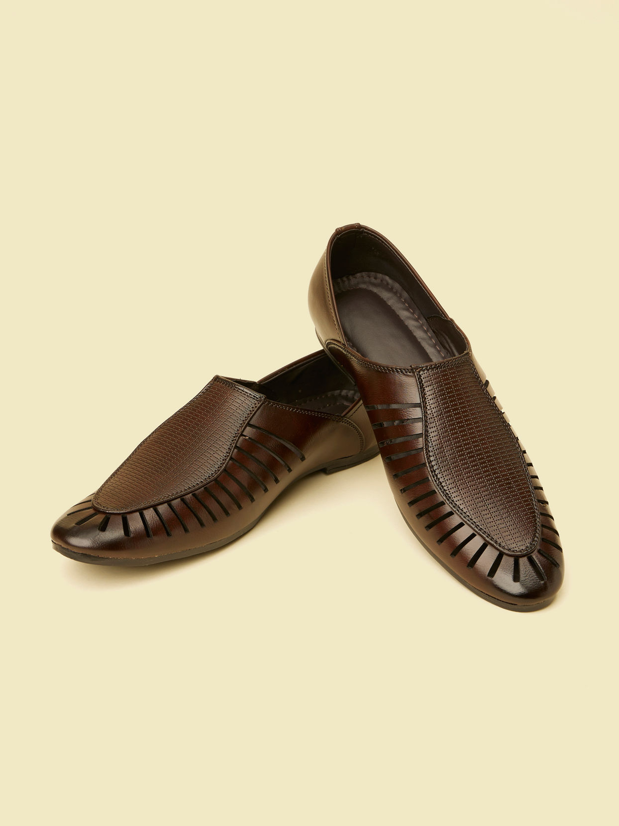 alt message - Manyavar Men Dark Brown Loafers Style Shoes image number 0